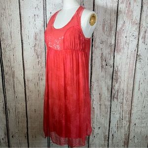 NEW NWT H Trend Made in Italy Silk Layered Floral Sequin Shift Dress Size XS